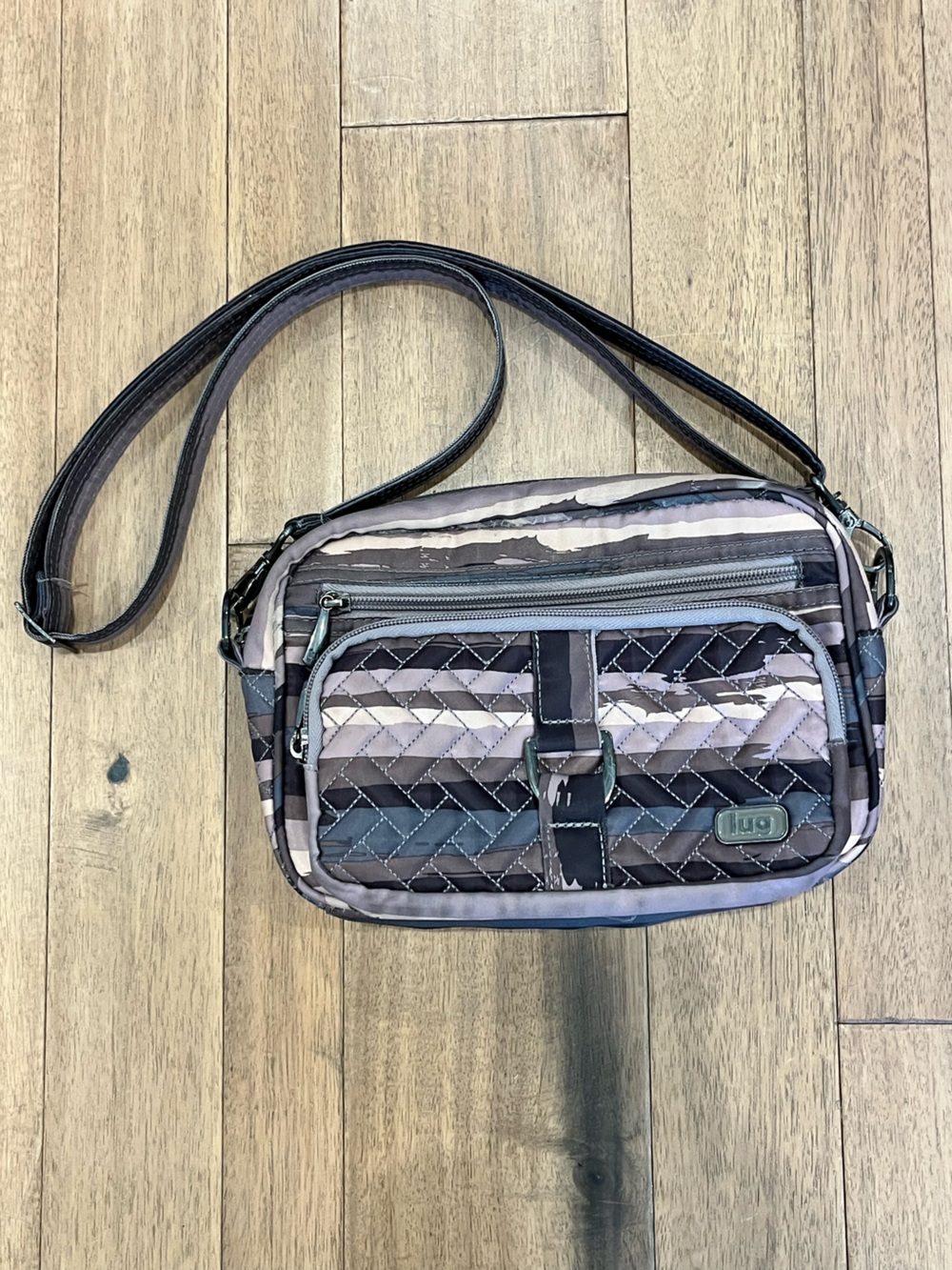 lug Quilted Stripe Crossbody Bag - Gray, Taupe, Black
